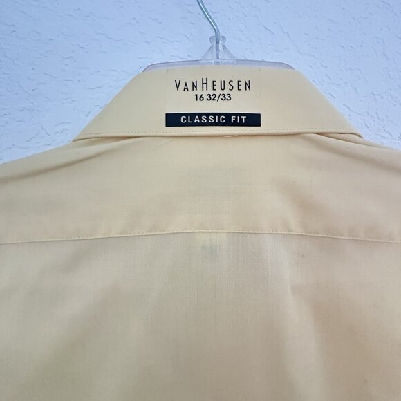 Van Heusen Lux Sateen No Iron Dress Shirt Men's 16 32/33 L/S Butter Yellow NWT - Picture 5 of 10